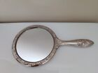 Vintage Antique Ornate Silver Plated Hand-held Mirror Vanity Dresser