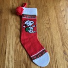 Vintage Hallmark Ambassador Snoopy Red Knitted Christmas Stocking Peanuts