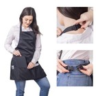 Black Full Length Clip-on Bib Apron With 5 Pockets And Zipper Pouch - Easy To   