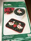Bucilla 13339 Christmas Geese Bath Mat   Toilet Cover Latch Hook Set Vintage New