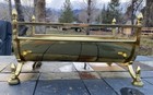 Large Vtg Mcm Jansen Style Solid Brass Footed Log Holder W finials Euc 22  Long