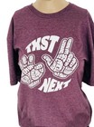 Vintage Graphic Print T-shirt Medium Maroon Cotton Relaxed Fit