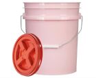5 Gallon Pink Food Grade Bpa Free Bucket Pail With Screw On Gasket Lid Pack Of 3