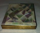 Vintage Marhill Mother Of Pearl Powder Compact Brass Case Mirror 