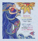 Laurel Burch  two Sea Goddess-panels    1 Cream  Plus  1 Periwinkle