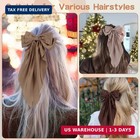 Womens Hair Bow Clips 6pcs Satin Big Ribbon Knot Girls Accessory