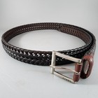 Fossil Genuine Leather Men s Braided Woven Brown Belt Size 40 Brass Buckle