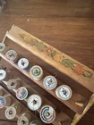 Vintage Wood Thread Spool Holder - Collapsible With Wood Spools