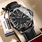 Men s Quartz Watch Waterproof Luminous Date Week Display Leather Strap Sport