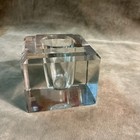 Antique Cut Polished Surface Clear Glass Inkwell Open No Cover