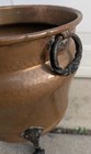 Antique Hand Hammered Copper Cauldron 10  Tripod Pot Vintage Hearth Planter Bowl