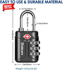 4x Tsa Approved Luggage Locks 3-digit Combination Travel Suitcase Padlock Black