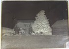 Antique Glass Plate Photo Negative - Large Homestead W  Early Automobile