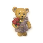 Teddy Bear Trinket Box Enameled Jeweled Objet Art Jewelry Hinged Box Roses Red