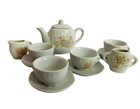 Childs Play Porcelain Decorative Tea Set 11 Piece White With Pastel Flowers