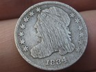 1834 Capped Bust Silver Dime 10 Cent Piece- Large 4  Vg Details