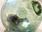 Rare Japanese Antique Glass Float Kanji Mark     With Zabuton     Hand-blown     11 8 