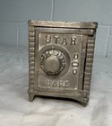 Antique 19th Century Cast Iron Star Safe Lock Deposit Coin Still Bank
