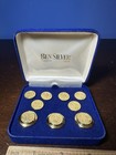 Ben Silver Uva Gold Metal Round Pattern Blazer Suit Buttons Set Vintage Virginia
