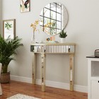 Glass Mirror Console Table Semi-circle Entryway Storage Shelf Half-moon Carvings