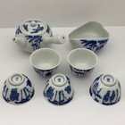 Japanese Sencha Set Tea Pot Bowl Kyusu Yusamashi Blue And White Porcelain