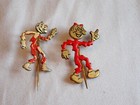 Reddy Kilowatt Set Of 2 Red Enamel Pin Vintage 1  Electricity Utility Ad M R
