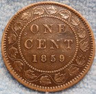 1859 Vf-xf High Grade Canada Large Cent Victoria Coin Canadian