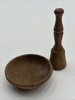 Miniature Vintage Primitive Wooden Dough Bowl   Masher Trinket Shelf