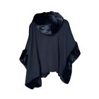 Jessica Mcclintock Black Faux Fur Trim Cape   One Size