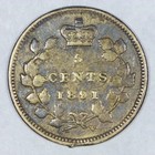1891 Canada Queen Victoria 5 Cents F Toned Silver Coin Z251
