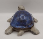 Glazed Porcelain Turtle Figurine Statue Blue Shell Sea Snapping Painted Reptile