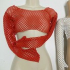  Longsleeve Open Mesh Spandex Crop Top Dance Theatrical Costume Top 4 Colors 