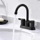 Black 4 Inch 2 Handle Centerset Bathroom Sink Faucet 3 Holes Vanity Mixer Faucet