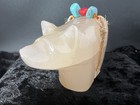 Hand Carved Onyx Bear With Turquoise Fetish From Mexico