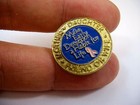 Breast Cancer Awareness Pin Vintage Pink Ribbon Gold Tone Enamel Slogan Lapel