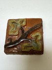 Antique Tile Painting Sculpture Grape Vines Leaves Arts And Crafts Art Deco Rare