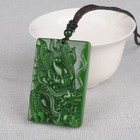 China Natural Green Jade Handcarving Dragon Necklace Pendant 6208