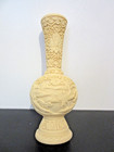 Vintage Chinese  white Cinnabar  Resin Vase W figures In Landscape 9 1 2  Tall