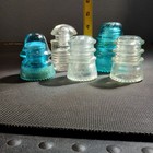 Lot Of 5 Vintage Glass Insulators Hemingray 14 40 10 Pyrex Aqua   Clear