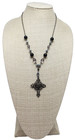 Ornate Beaded Rhinestone Gothic Cross Pendant Necklace  n2185