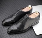 44 43 Brogue Men s Round Toe Dress Leather Formal Shoes Wing Tip Oxfords Lace Up
