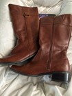 St Johns Bay Womens Brown Leather Knee High Zip Up Boots Size 6 5m