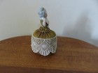 German Porcelain Pin Cushion Half Doll-victorian Lady With Lace Skirt