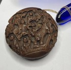 Antique Rare Carved Walnut With Immortals Qing Dynasty Tiger Pendant Protection