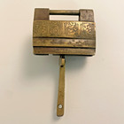 Antique Chinese Brass Padlock Qing Dynasty Era Dragon   Family Treasure C1890