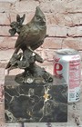 Bronze Cardinal Bird Sculpture On Branch With Flowers On Black Marble Base