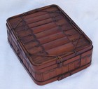 Antique Japanese Bamboo And Rattan Handweaved Wire-hinged Box