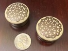 Lot Of 2 Antique Brass Round Snuff Or Pill Box 