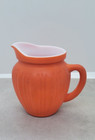 Hazel-atlas Gay Rainbow Orange Creamer Pitcher Platonite White Glass Vintage