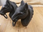 2 Horse Head Hitching Post W  Ring Stable Barn Farm Ranch Equestrian Decor Black